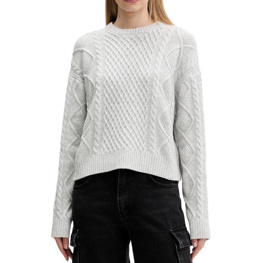 GUESS JEANS LS CN CABLE SWTR ΜΠΛΟΥΖΑ ΠΛΕΚΤΗ ΓΥΝΑΙΚΕΙΑ GREY