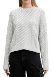 GUESS JEANS LS CN CABLE SWTR ΜΠΛΟΥΖΑ ΠΛΕΚΤΗ ΓΥΝΑΙΚΕΙΑ GREY