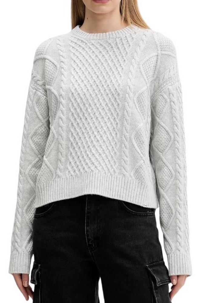 GUESS JEANS LS CN CABLE SWTR ΜΠΛΟΥΖΑ ΠΛΕΚΤΗ ΓΥΝΑΙΚΕΙΑ GREY
