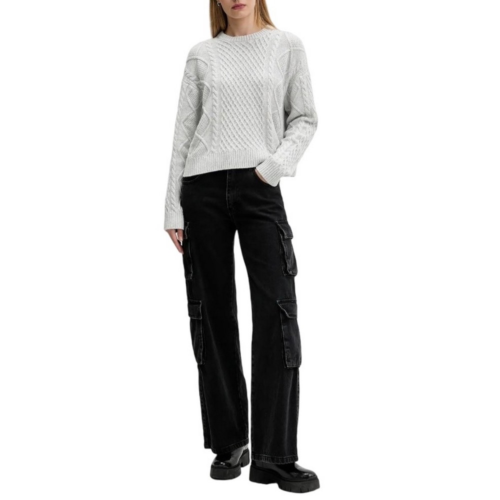 GUESS JEANS LS CN CABLE SWTR ΜΠΛΟΥΖΑ ΠΛΕΚΤΗ ΓΥΝΑΙΚΕΙΑ GREY
