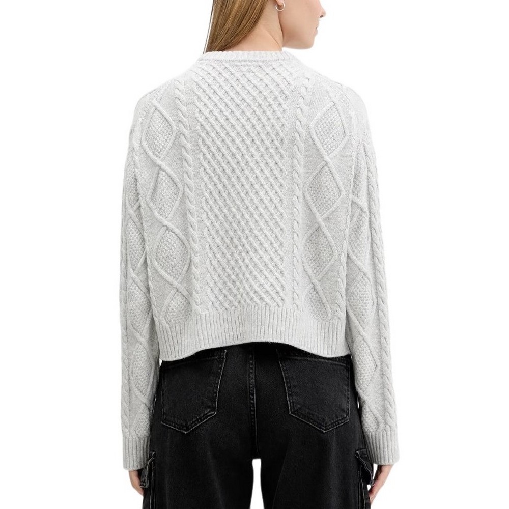 GUESS JEANS LS CN CABLE SWTR ΜΠΛΟΥΖΑ ΠΛΕΚΤΗ ΓΥΝΑΙΚΕΙΑ GREY