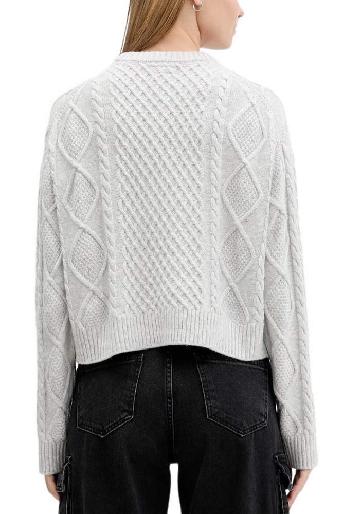 GUESS JEANS LS CN CABLE SWTR ΜΠΛΟΥΖΑ ΠΛΕΚΤΗ ΓΥΝΑΙΚΕΙΑ GREY