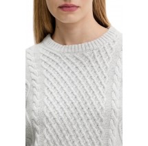 GUESS JEANS LS CN CABLE SWTR ΜΠΛΟΥΖΑ ΠΛΕΚΤΗ ΓΥΝΑΙΚΕΙΑ GREY