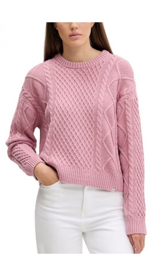 GUESS JEANS LS CN CABLE SWTR ΜΠΛΟΥΖΑ ΠΛΕΚΤΗ ΓΥΝΑΙΚΕΙΑ ROSE