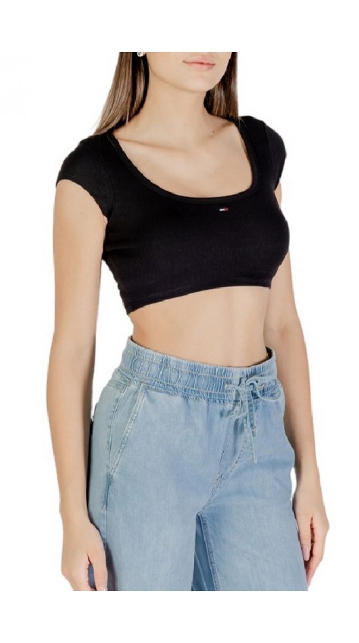 TOMMY JEANS SP CRP RIB SS TOP ΤΟΠ ΓΥΝΑΙΚΕΙΟ BLACK