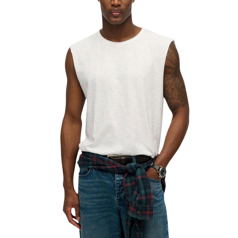 SUPERDRY D3 OVIN RAW EDGE SLUB TANK ΑΜΑΝΙΚΗ ΜΠΛΟΥΖΑ ΑΝΔΡΙΚΗ WHITE