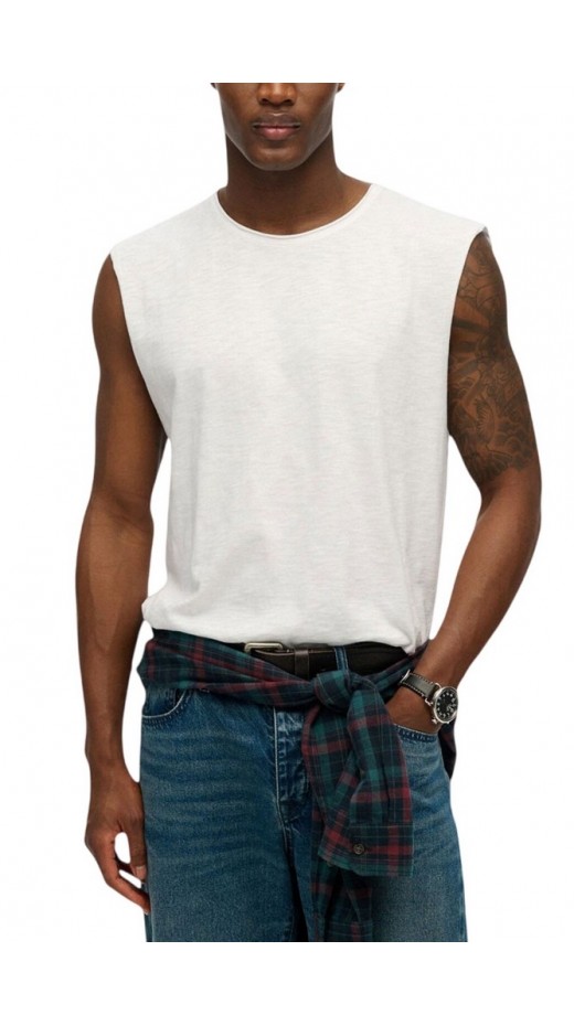 SUPERDRY D3 OVIN RAW EDGE SLUB TANK ΑΜΑΝΙΚΗ ΜΠΛΟΥΖΑ ΑΝΔΡΙΚΗ WHITE
