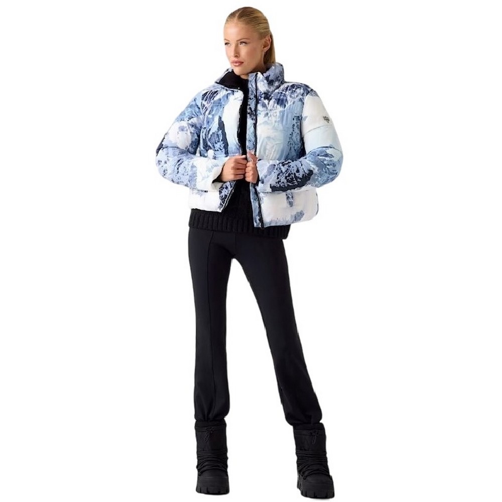 GUESS PRINTED MOUNTAINS CROP PUFFA ΜΠΟΥΦΑΝ ΓΥΝΑΙΚΕΙΟ BLUE