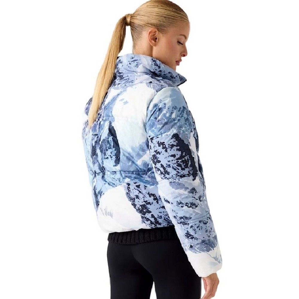 GUESS PRINTED MOUNTAINS CROP PUFFA ΜΠΟΥΦΑΝ ΓΥΝΑΙΚΕΙΟ BLUE