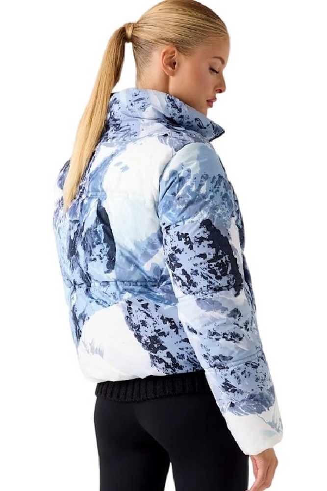 GUESS PRINTED MOUNTAINS CROP PUFFA ΜΠΟΥΦΑΝ ΓΥΝΑΙΚΕΙΟ BLUE