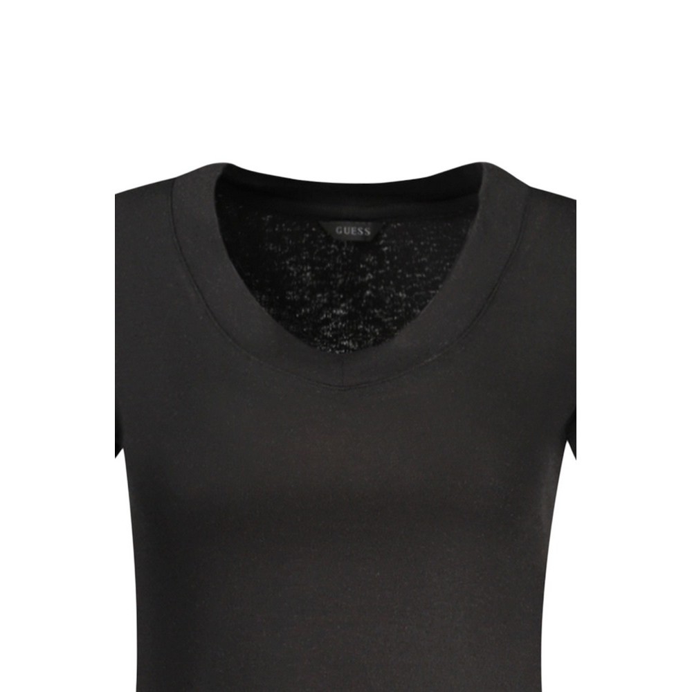 GUESS TINA SS V NECK RIBS TOP ΤΟΠ ΜΠΛΟΥΖΑ ΓΥΝΑΙΚΕΙΑ BLACK