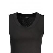 GUESS TINA SS V NECK RIBS TOP ΤΟΠ ΜΠΛΟΥΖΑ ΓΥΝΑΙΚΕΙΑ BLACK