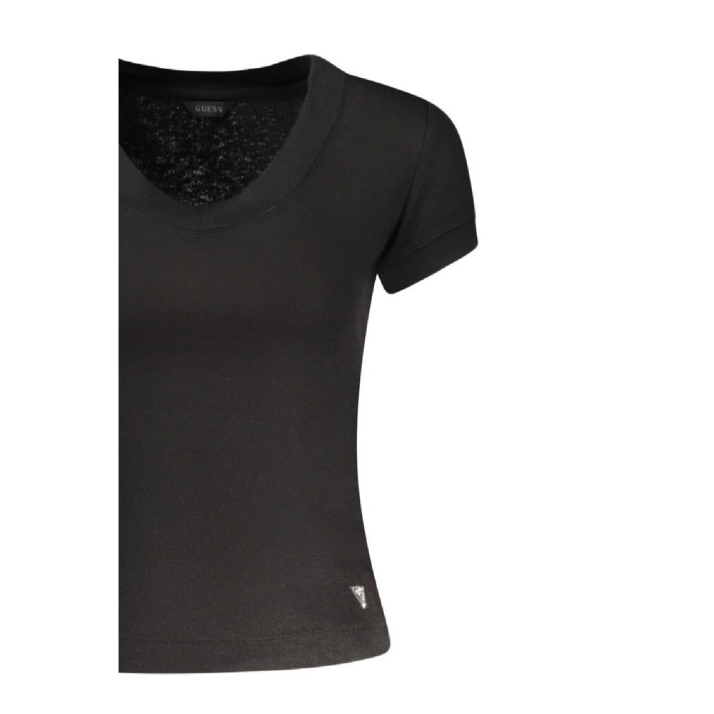 GUESS TINA SS V NECK RIBS TOP ΤΟΠ ΜΠΛΟΥΖΑ ΓΥΝΑΙΚΕΙΑ BLACK