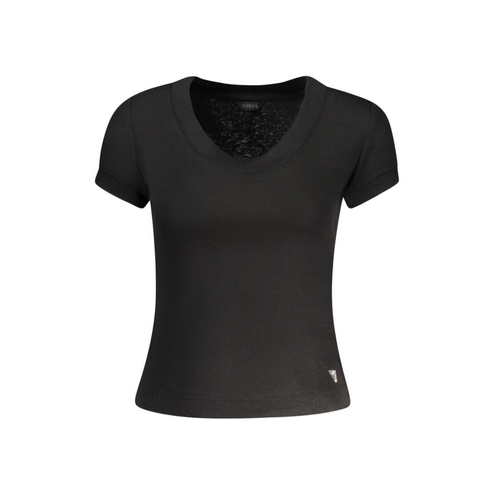 GUESS TINA SS V NECK RIBS TOP ΤΟΠ ΜΠΛΟΥΖΑ ΓΥΝΑΙΚΕΙΑ BLACK