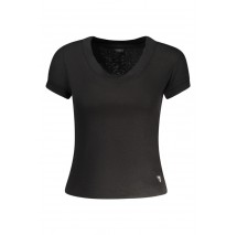 GUESS TINA SS V NECK RIBS TOP ΤΟΠ ΜΠΛΟΥΖΑ ΓΥΝΑΙΚΕΙΑ BLACK