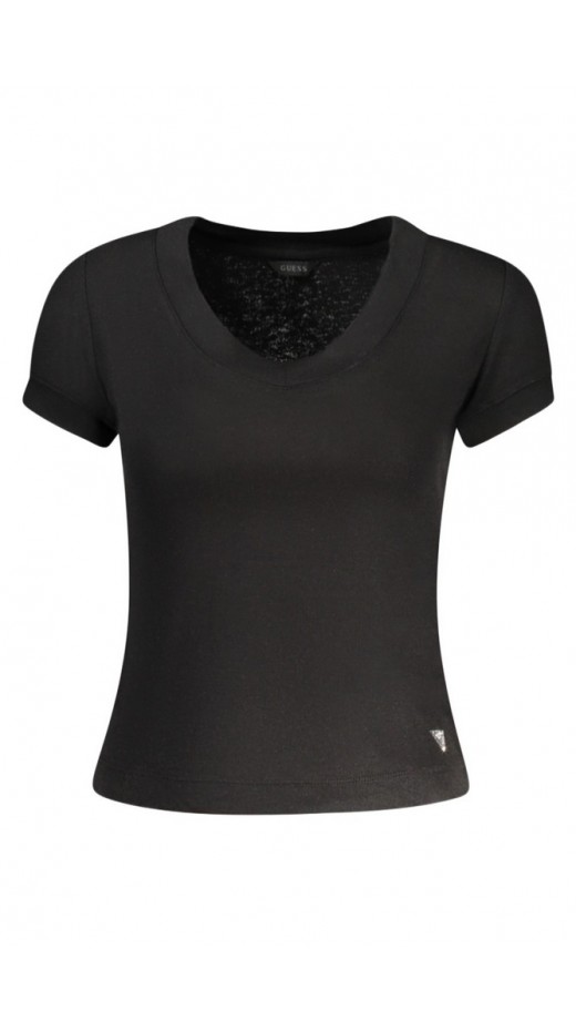 GUESS TINA SS V NECK RIBS TOP ΤΟΠ ΜΠΛΟΥΖΑ ΓΥΝΑΙΚΕΙΑ BLACK