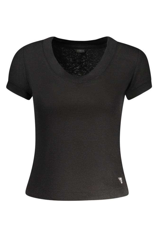 GUESS TINA SS V NECK RIBS TOP ΤΟΠ ΜΠΛΟΥΖΑ ΓΥΝΑΙΚΕΙΑ BLACK