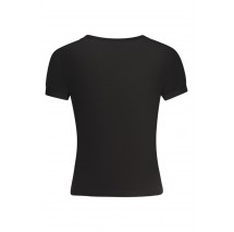 GUESS TINA SS V NECK RIBS TOP ΤΟΠ ΜΠΛΟΥΖΑ ΓΥΝΑΙΚΕΙΑ BLACK
