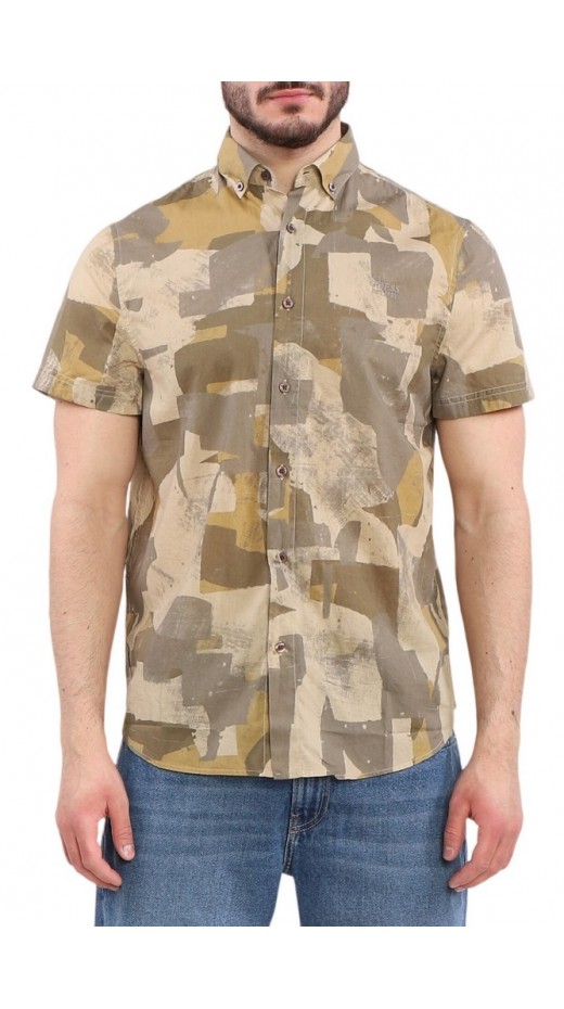 GUESS SS COLLINS AOP SHIRT ΠΟΥΚΑΜΙΣΟ ΑΝΔΡΙΚΟ GREEN