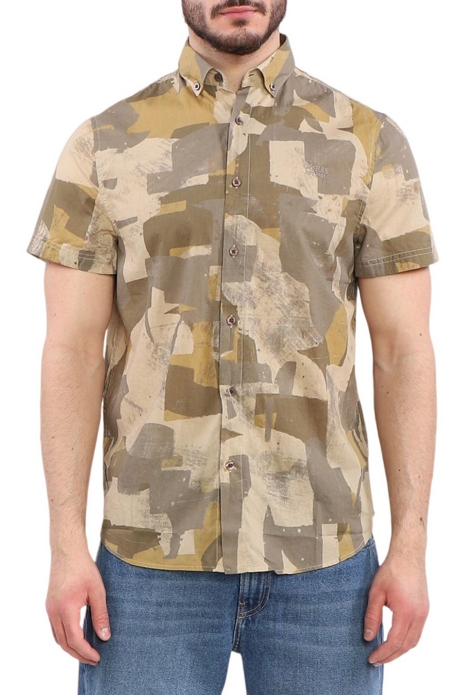 GUESS SS COLLINS AOP SHIRT ΠΟΥΚΑΜΙΣΟ ΑΝΔΡΙΚΟ GREEN