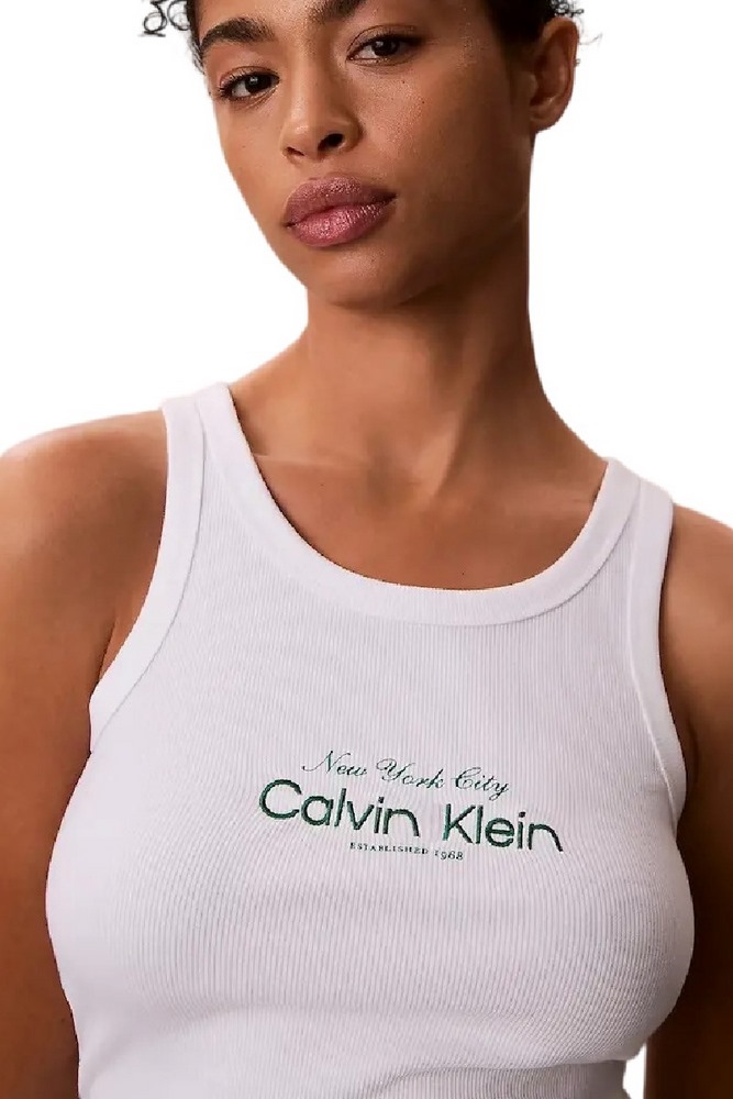 CALVIN KLEIN JEANS CONTOUR 2X2 RIB GRAPHIC TANK ΤΟΠ ΓΥΝΑΙΚΕΙΟ BRIGHT WHITE