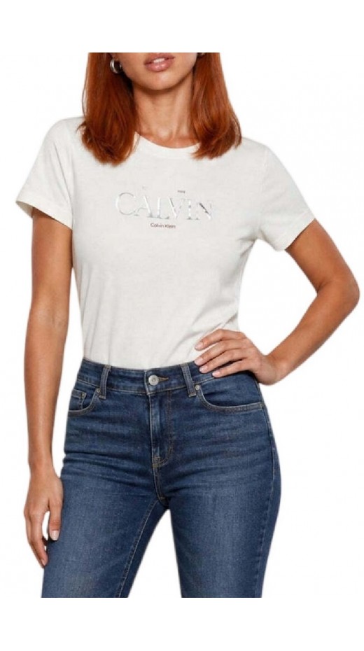 CALVIN KLEIN  CLASSIC RESORT FOIL LOGO TEE T-SHIRT ΜΠΛΟΥΖΑ ΓΥΝΑΙΚΕΙΑ OFF WHITE