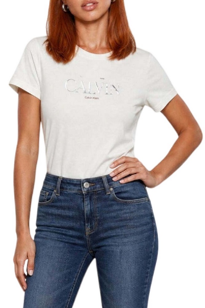 CALVIN KLEIN  CLASSIC RESORT FOIL LOGO TEE T-SHIRT ΜΠΛΟΥΖΑ ΓΥΝΑΙΚΕΙΑ OFF WHITE