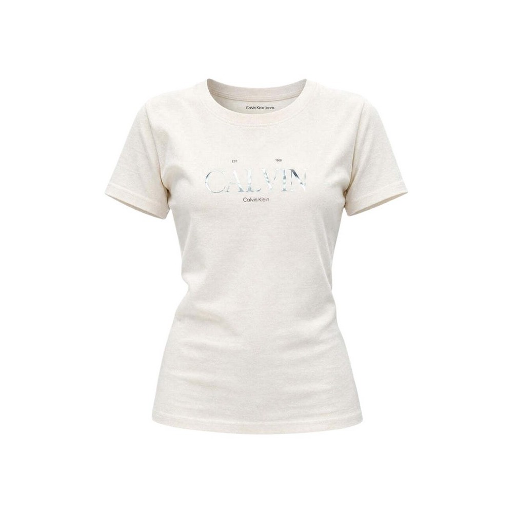 CALVIN KLEIN  CLASSIC RESORT FOIL LOGO TEE T-SHIRT ΜΠΛΟΥΖΑ ΓΥΝΑΙΚΕΙΑ OFF WHITE