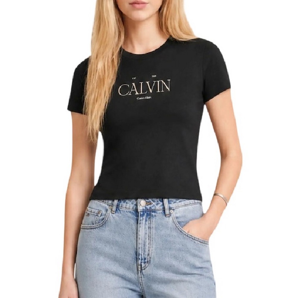 CALVIN KLEIN  CLASSIC RESORT FOIL LOGO TEE T-SHIRT ΜΠΛΟΥΖΑ ΓΥΝΑΙΚΕΙΑ BLACK