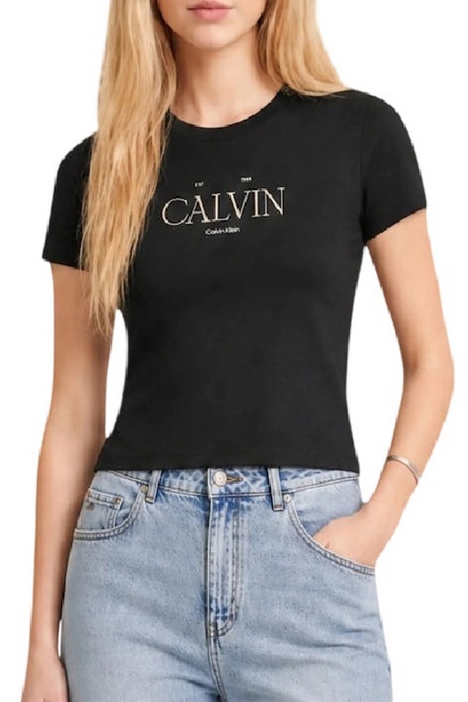 CALVIN KLEIN  CLASSIC RESORT FOIL LOGO TEE T-SHIRT ΜΠΛΟΥΖΑ ΓΥΝΑΙΚΕΙΑ BLACK