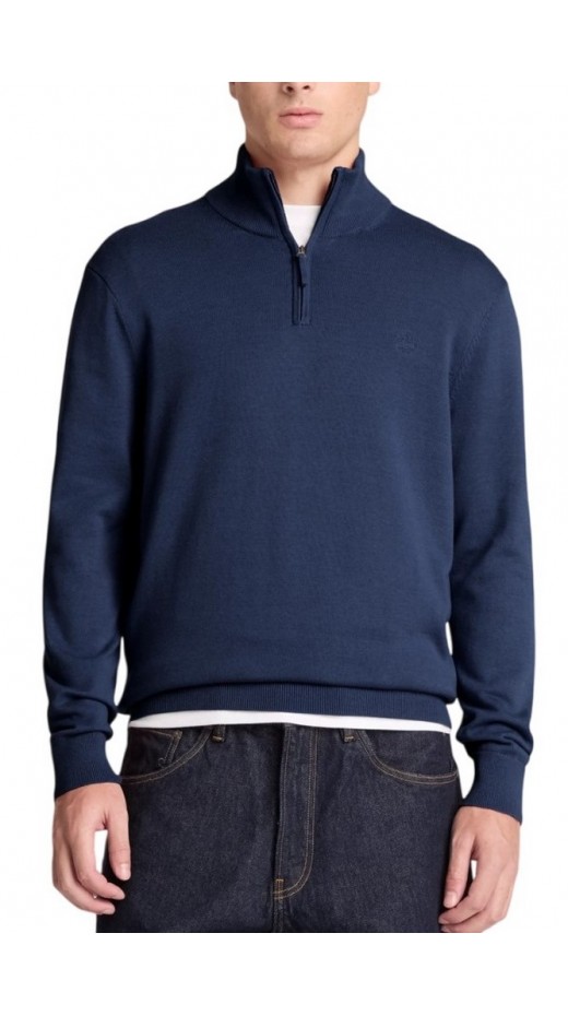 TIMBERLAND COTTON 1/4 ZIP SWEATER ΜΠΛΟΥΖΑ ΠΛΕΚΤΗ ΑΝΔΡΙΚΗ NAVY