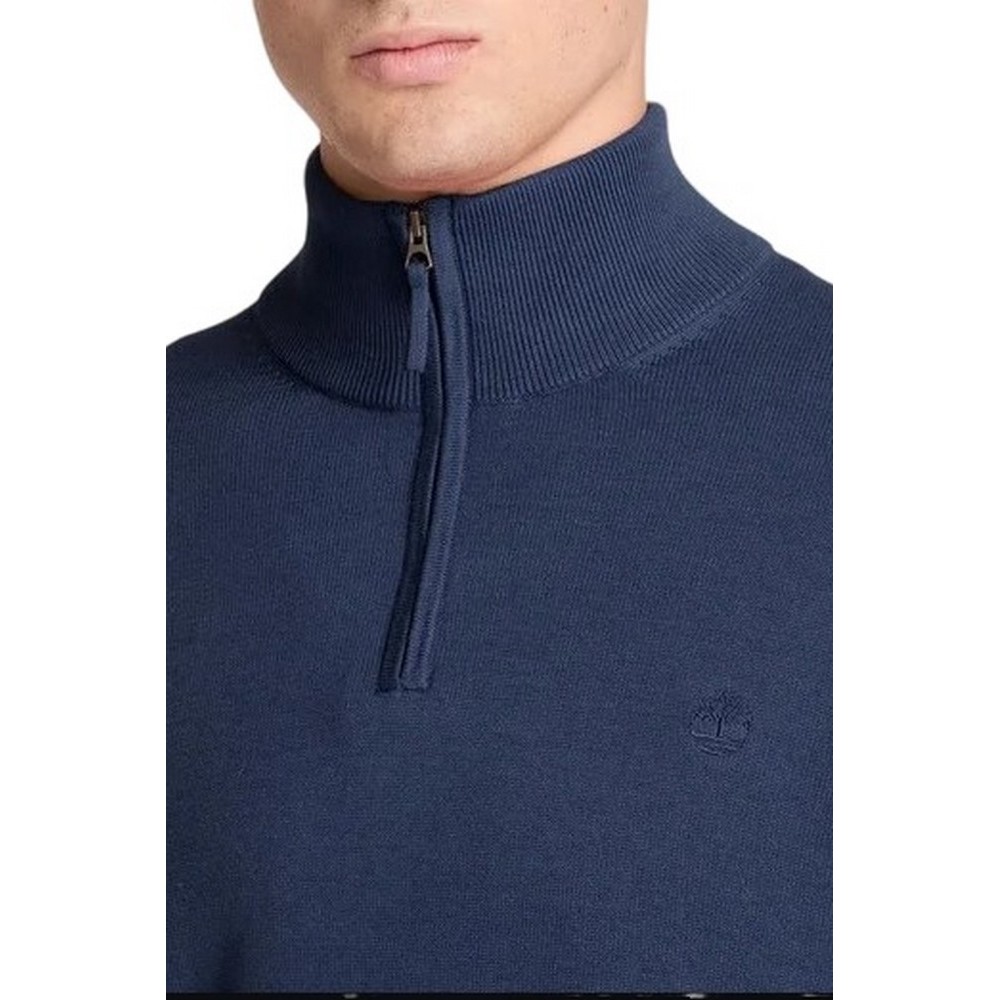 TIMBERLAND COTTON 1/4 ZIP SWEATER ΜΠΛΟΥΖΑ ΠΛΕΚΤΗ ΑΝΔΡΙΚΗ NAVY
