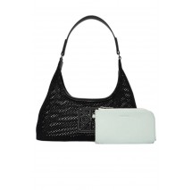 CALVIN KLEIN EMBLEM MESH SHOULDER BAG ΤΣΑΝΤΑ ΓΥΝΑΙΚΕΙΑ BLACK