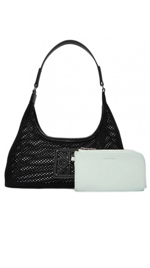 CALVIN KLEIN EMBLEM MESH SHOULDER BAG ΤΣΑΝΤΑ ΓΥΝΑΙΚΕΙΑ BLACK