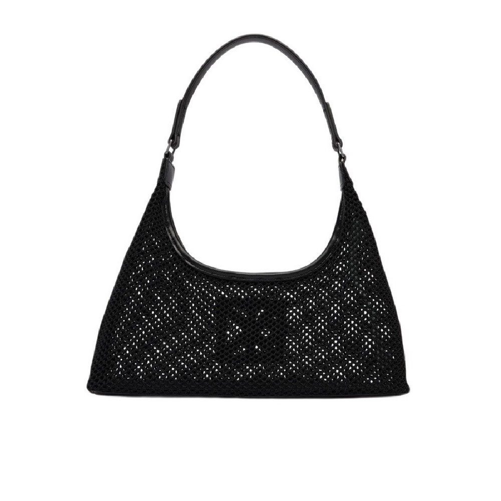 CALVIN KLEIN EMBLEM MESH SHOULDER BAG ΤΣΑΝΤΑ ΓΥΝΑΙΚΕΙΑ BLACK