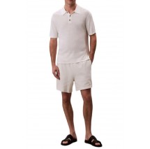 CALVIN KLEIN JEANS HD COTTON WAFFLE SHORT ΒΕΡΜΟΥΔΑ ΑΝΔΡΙΚΗ OFF WHITE