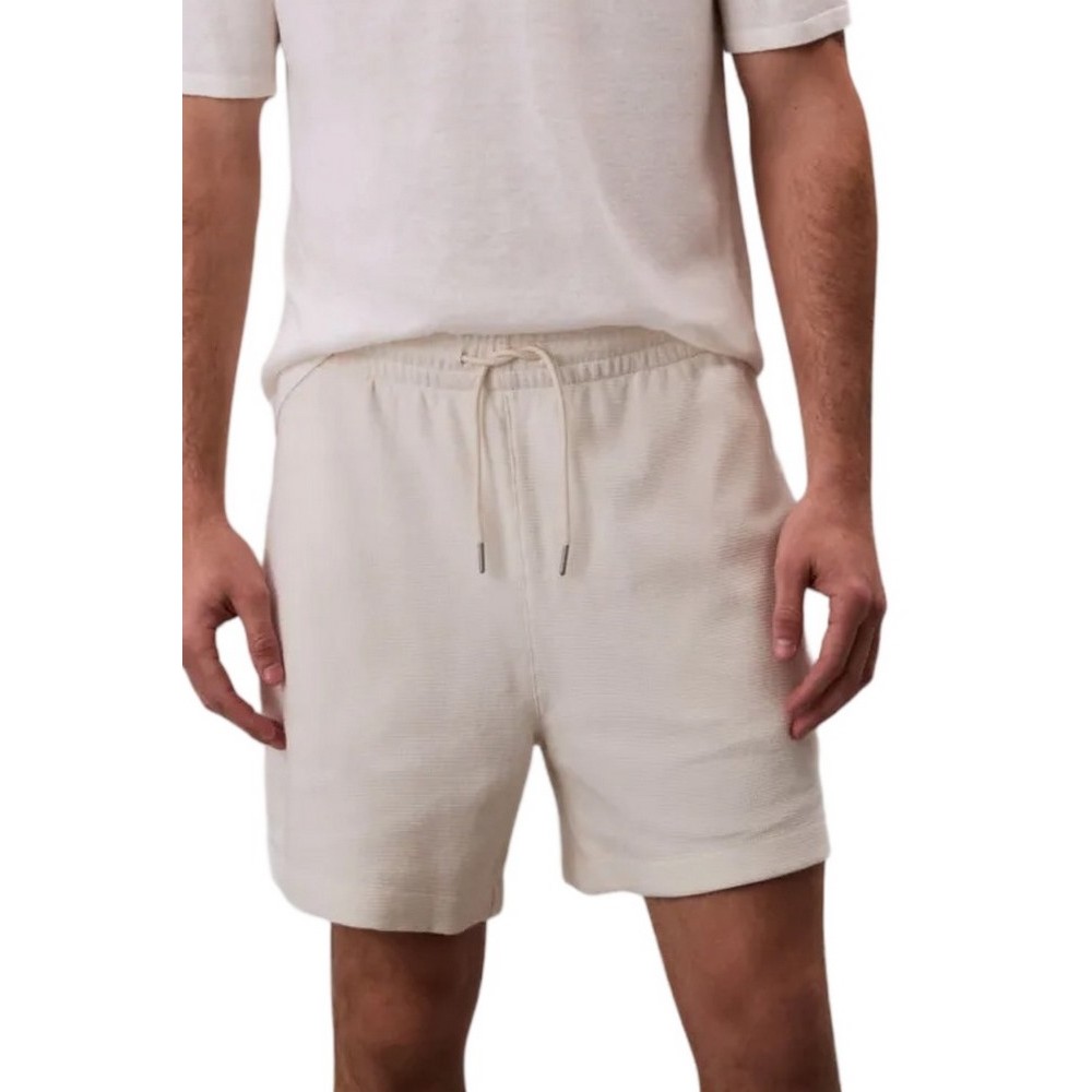 CALVIN KLEIN JEANS HD COTTON WAFFLE SHORT ΒΕΡΜΟΥΔΑ ΑΝΔΡΙΚΗ OFF WHITE