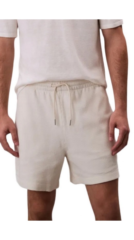 CALVIN KLEIN JEANS HD COTTON WAFFLE SHORT ΒΕΡΜΟΥΔΑ ΑΝΔΡΙΚΗ OFF WHITE