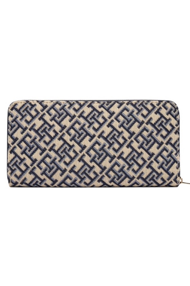 TOMMY HILFIGER ICON LRG ZA JACQUARD ΠΟΡΤΟΦΟΛΙ ΓΥΝΑΙΚΕΙΟ NAVY/ECRU