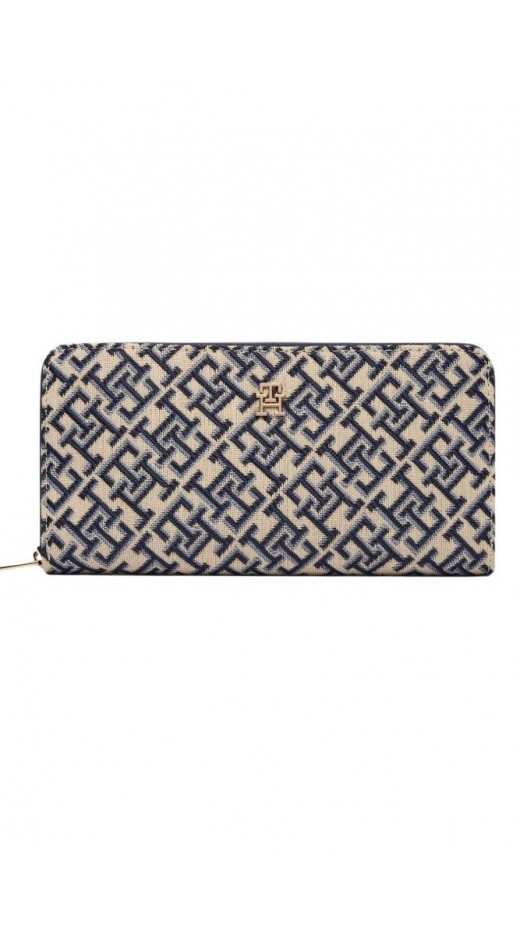 TOMMY HILFIGER ICON LRG ZA JACQUARD ΠΟΡΤΟΦΟΛΙ ΓΥΝΑΙΚΕΙΟ NAVY/ECRU