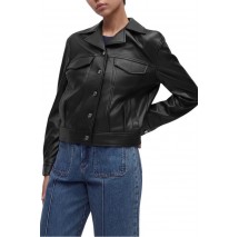 CALVIN KLEIN JEANS BACK PLEAT FAUX LEATHER JACKET ΜΠΟΥΦΑΝ ΓΥΝΑΙΚΕΙΟ BLACK