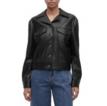 CALVIN KLEIN JEANS BACK PLEAT FAUX LEATHER JACKET ΜΠΟΥΦΑΝ ΓΥΝΑΙΚΕΙΟ BLACK