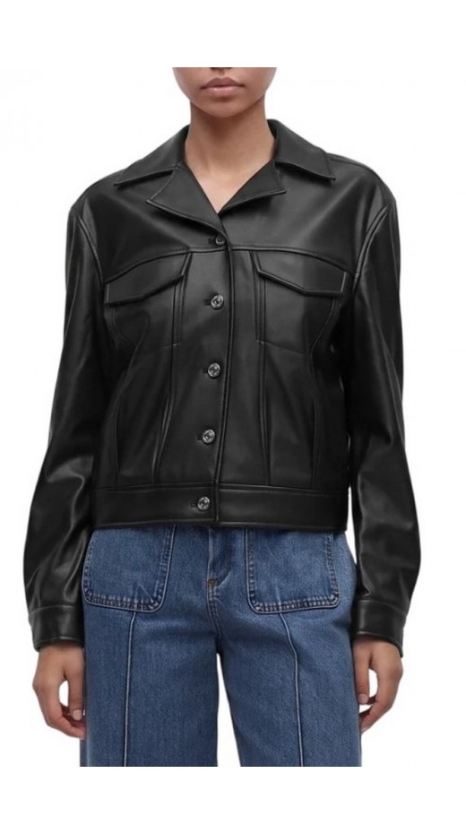 CALVIN KLEIN JEANS BACK PLEAT FAUX LEATHER JACKET ΜΠΟΥΦΑΝ ΓΥΝΑΙΚΕΙΟ BLACK