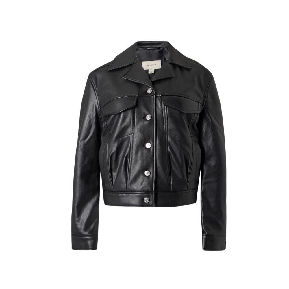 CALVIN KLEIN JEANS BACK PLEAT FAUX LEATHER JACKET ΜΠΟΥΦΑΝ ΓΥΝΑΙΚΕΙΟ BLACK