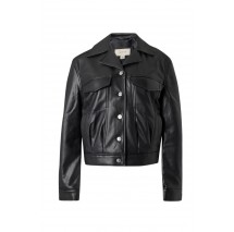 CALVIN KLEIN JEANS BACK PLEAT FAUX LEATHER JACKET ΜΠΟΥΦΑΝ ΓΥΝΑΙΚΕΙΟ BLACK