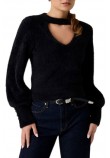 GUESS YUKI FUZ CUT-OUT SWEATER ΜΠΛΟΥΖΑ ΠΛΕΚΤΗ  ΓΥΝΑΙΚΕΙΑ BLACK