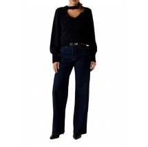 GUESS YUKI FUZ CUT-OUT SWEATER ΜΠΛΟΥΖΑ ΠΛΕΚΤΗ  ΓΥΝΑΙΚΕΙΑ BLACK