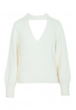 GUESS YUKI FUZ CUT-OUT SWEATER ΜΠΛΟΥΖΑ ΠΛΕΚΤΗ  ΓΥΝΑΙΚΕΙΑ OFF WHITE
