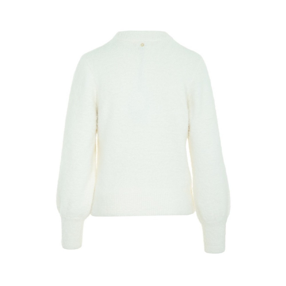 GUESS YUKI FUZ CUT-OUT SWEATER ΜΠΛΟΥΖΑ ΠΛΕΚΤΗ  ΓΥΝΑΙΚΕΙΑ OFF WHITE