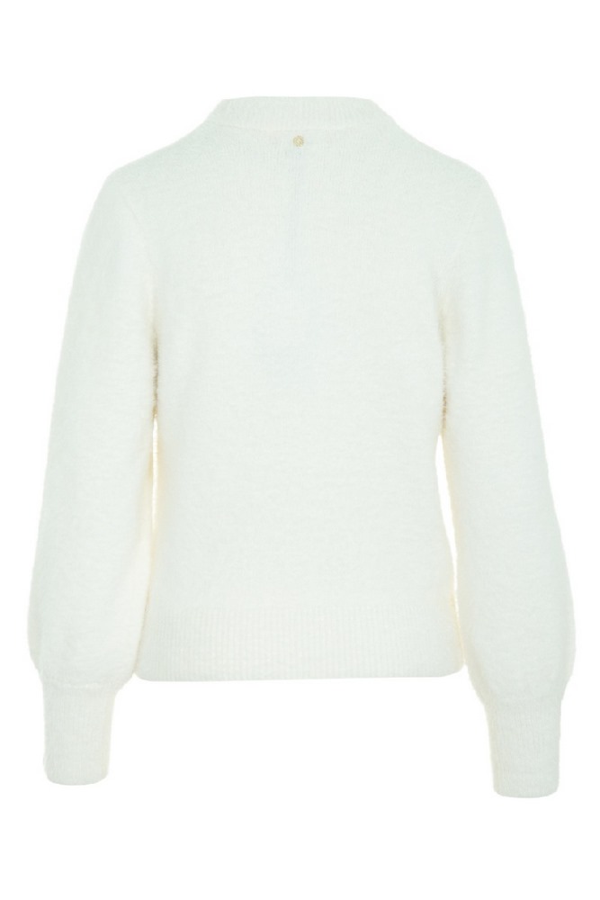 GUESS YUKI FUZ CUT-OUT SWEATER ΜΠΛΟΥΖΑ ΠΛΕΚΤΗ  ΓΥΝΑΙΚΕΙΑ OFF WHITE